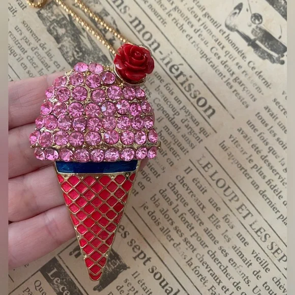 Betsey Johnson Ice Cream Cone Statement Necklace - Picture 4 of 5